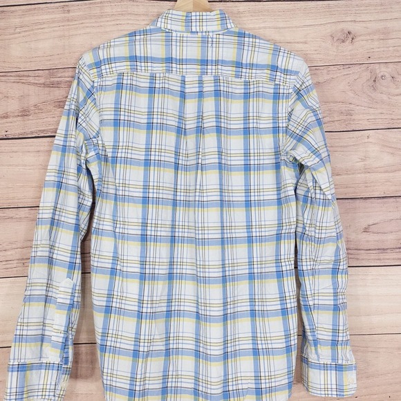 GAP VINTAGE WASH CLASSIC FIT BLUE YELLOW PLAID BUTTON DOWN SHIRT MENS SIZE XS - Picture 3 of 6